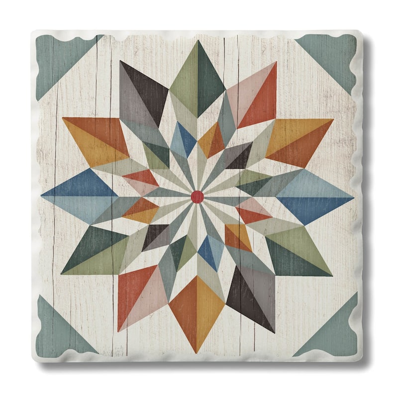 Counterart Absorbent Stone Coasters - Hex Star - Set of 4 - 4x4x1.463