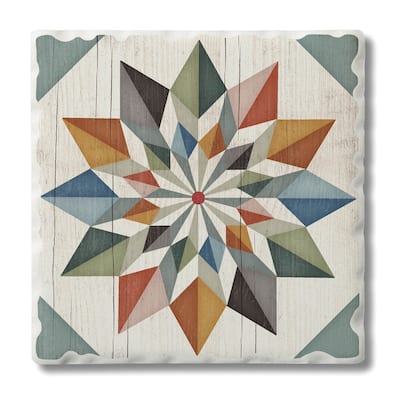 Counterart Absorbent Stone Coasters - Hex Star - Set of 4 - 4x4x1.463