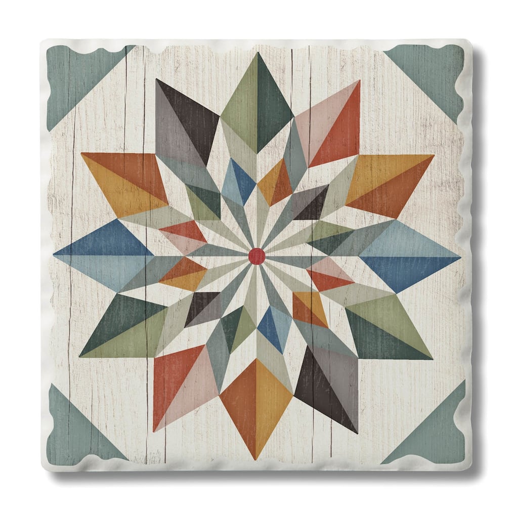 Counterart Absorbent Stone Coasters - Hex Star - Set of 4 - 4x4x1.463