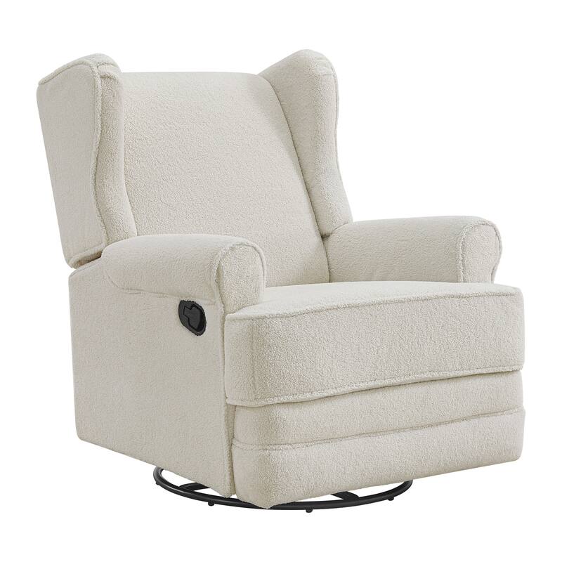 Oxford Baby Teegan Swivel Rocker / Recliner - Boucle White