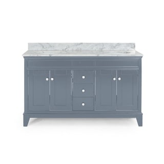 Feldspar 60'' Wood Double Sink Bathroom Vanity with Carrera Marble Top by Christopher Knight Home