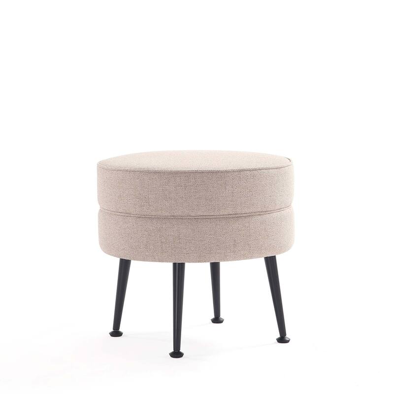 Upholstered Accent Ottoman with Metal Legs Mid Century Modern Design - Wheat