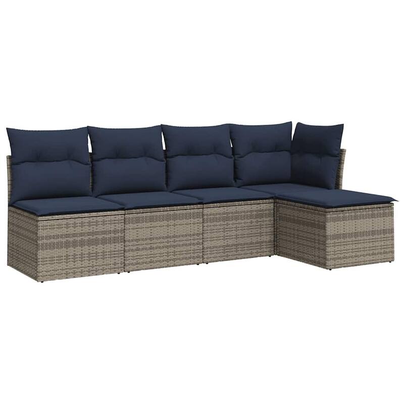 vidaXL 5/6 Piece Patio Sofa Set with Cushions Black/Brown/Gray Poly Rattan - 24.4 x 24.4 x 27.2