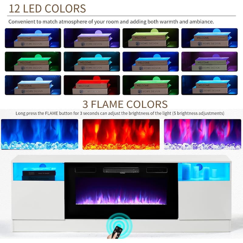 70'' Fireplace TV Stand with 36" Electric Fireplace