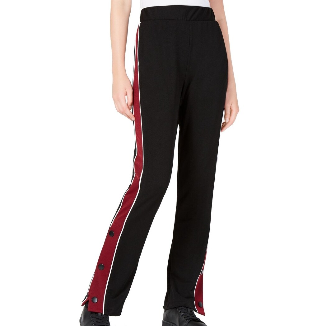black pants with red stripe womens