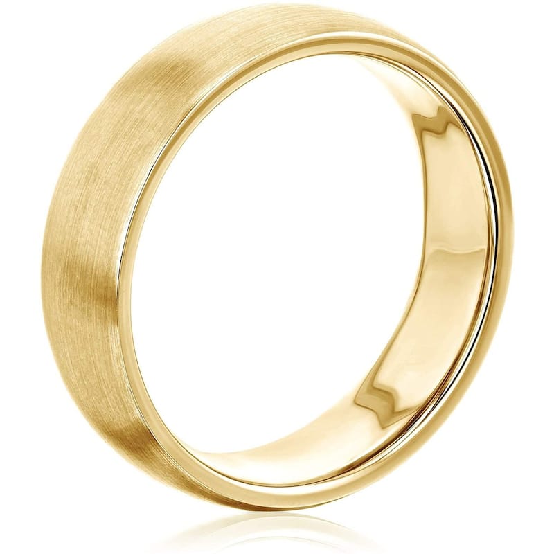 Annello by Kobelli 14k Solid Gold 6mm Domed Satin Matte Gold Wedding Band