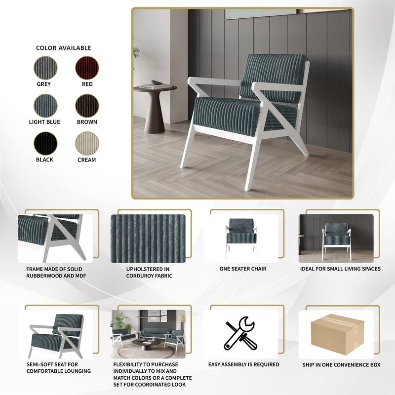 CraftPorch Chic Modern Velvet 3-Piece Upholstered Living Room Set