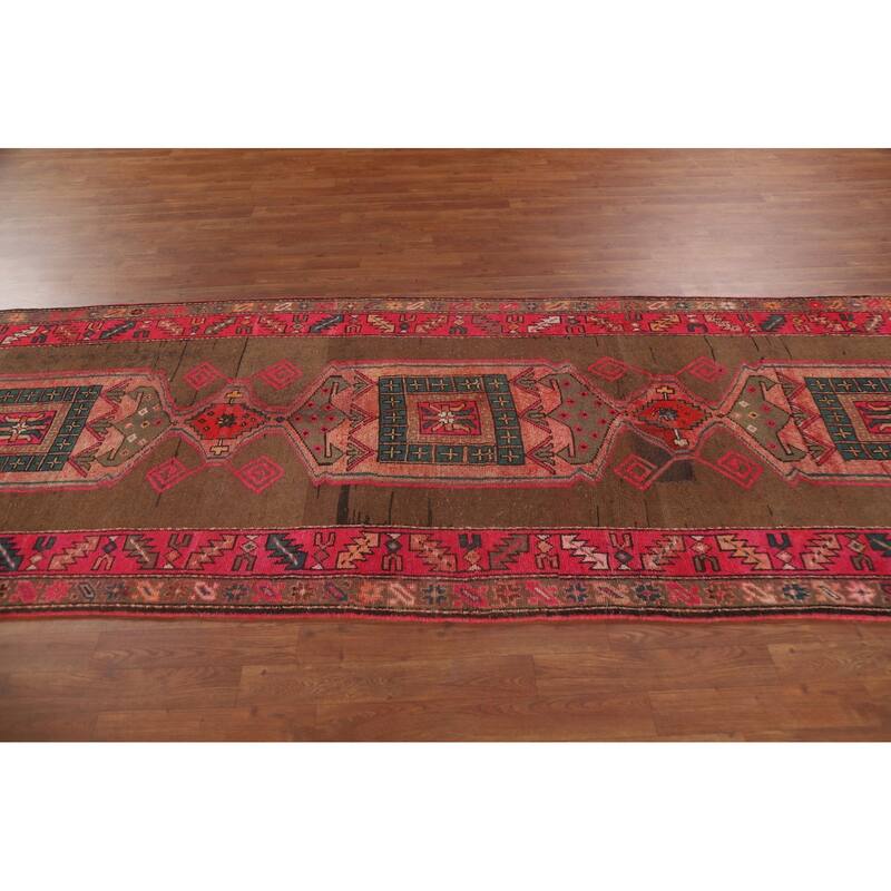 Ardebil Persian Vintage Runner Rug Hand-knotted Wool Carpet - 3'10" x 13'2"