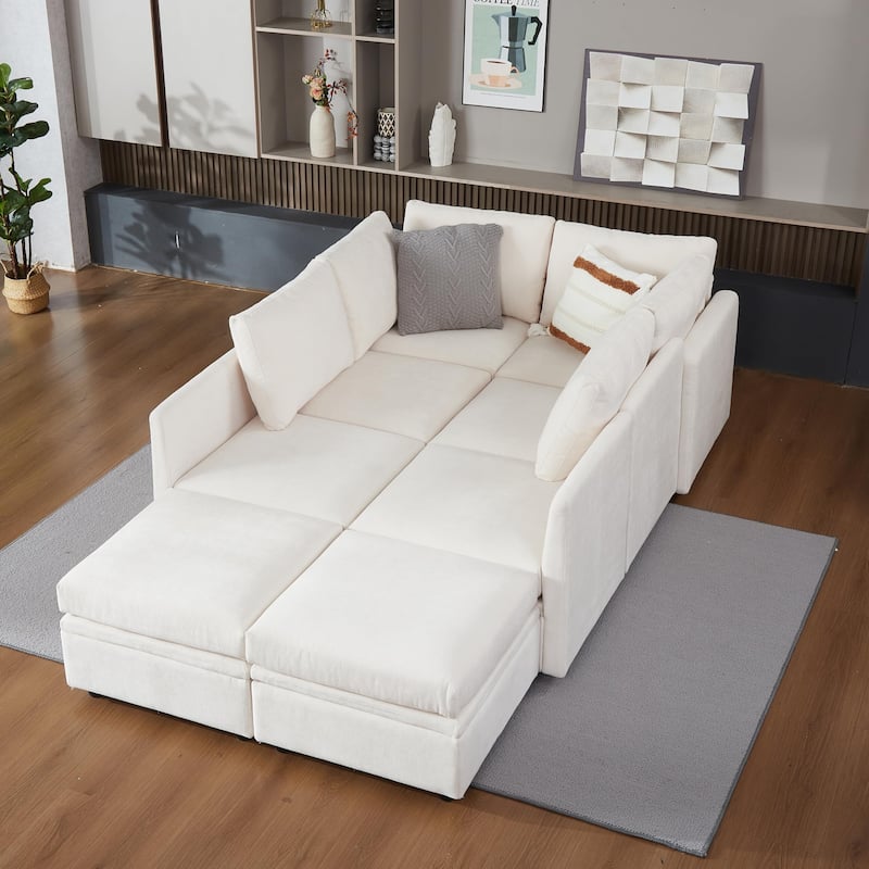 9 Seater Modular Sectional Sofa Couch with Underseat Storage
