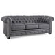 preview thumbnail 7 of 27, Hancock Tufted Top Grain Italian Leather Chesterfield Sofa - 31" H x 86" W x 40" D Charcoal Grey