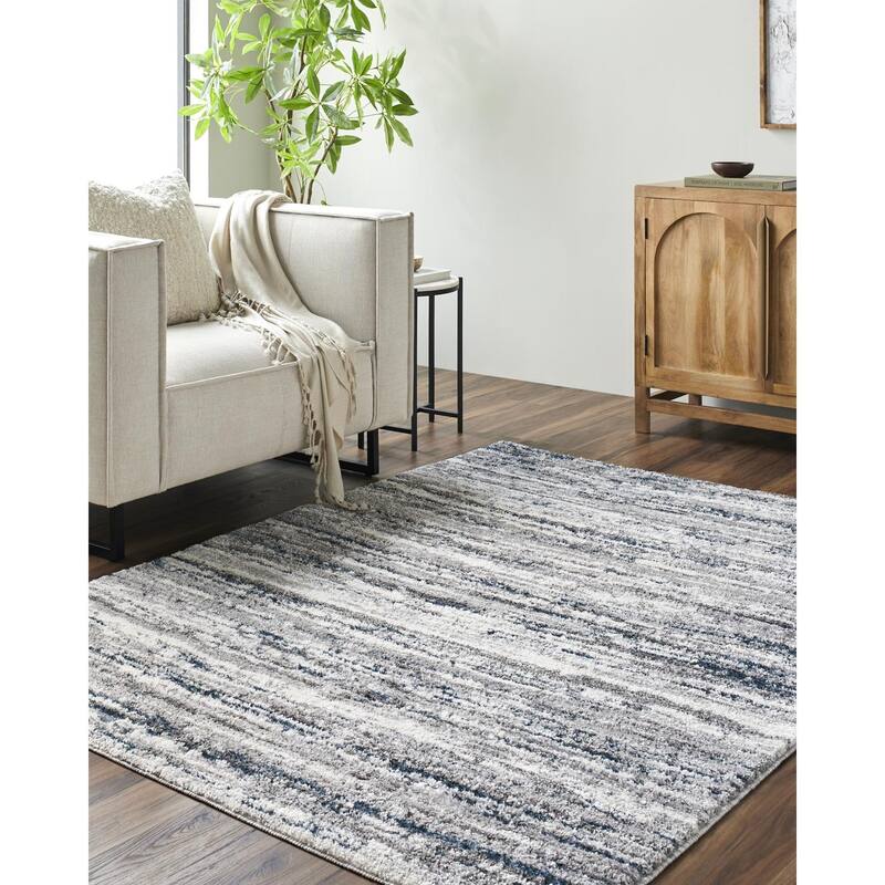 Livabliss Transitional Andorra Plus Stripe Area Rug - 2' x 2'11" - Blue/Gray