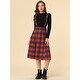 preview thumbnail 11 of 21, Women Vintage Plaid A-Line Overall Suspender Midi Skirt