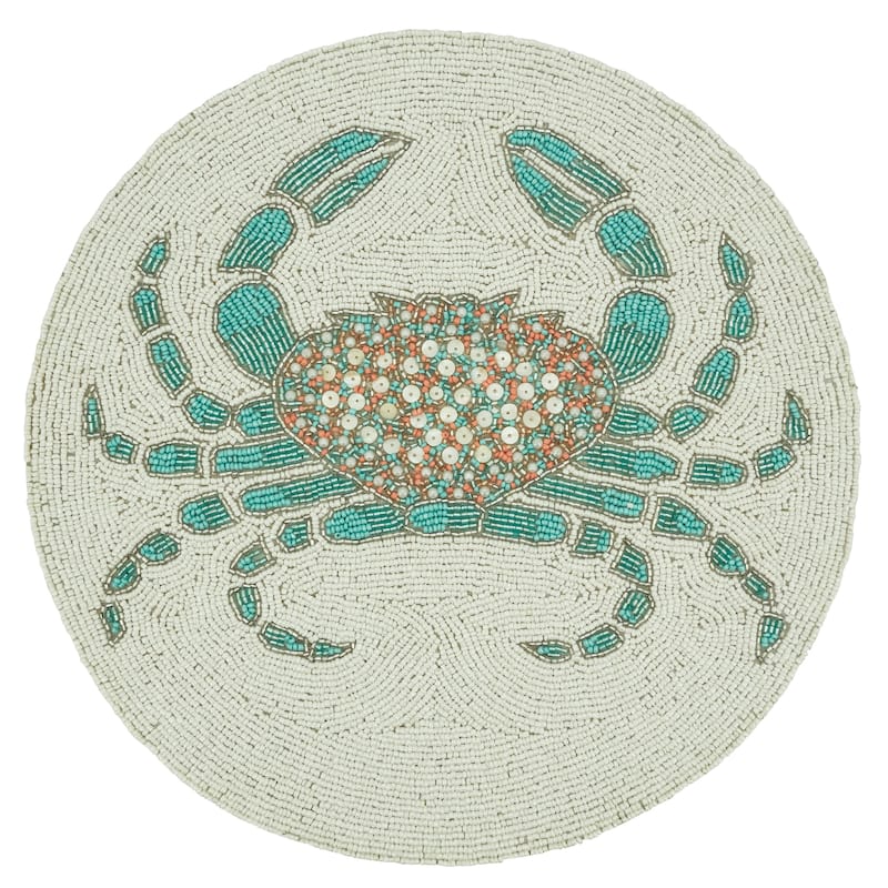 Crab Beaded Design Table Placemats (Set of 4) - 15"
