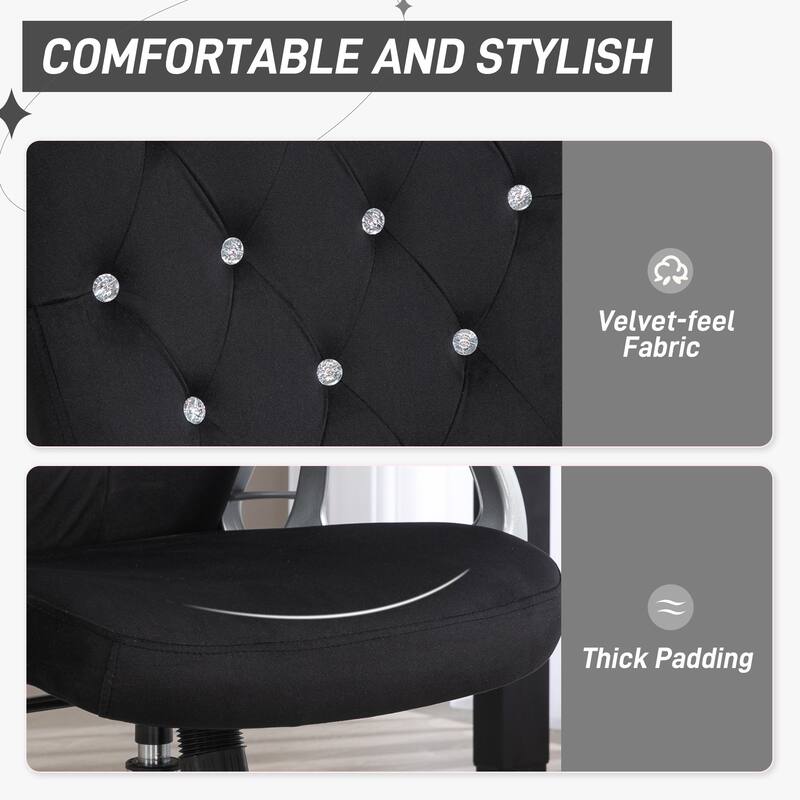 Vinsetto Home Office Chair, Computer Chair, Button Tufted Desk Chair with Swivel Wheels, Adjustable Height, and Tilt Function