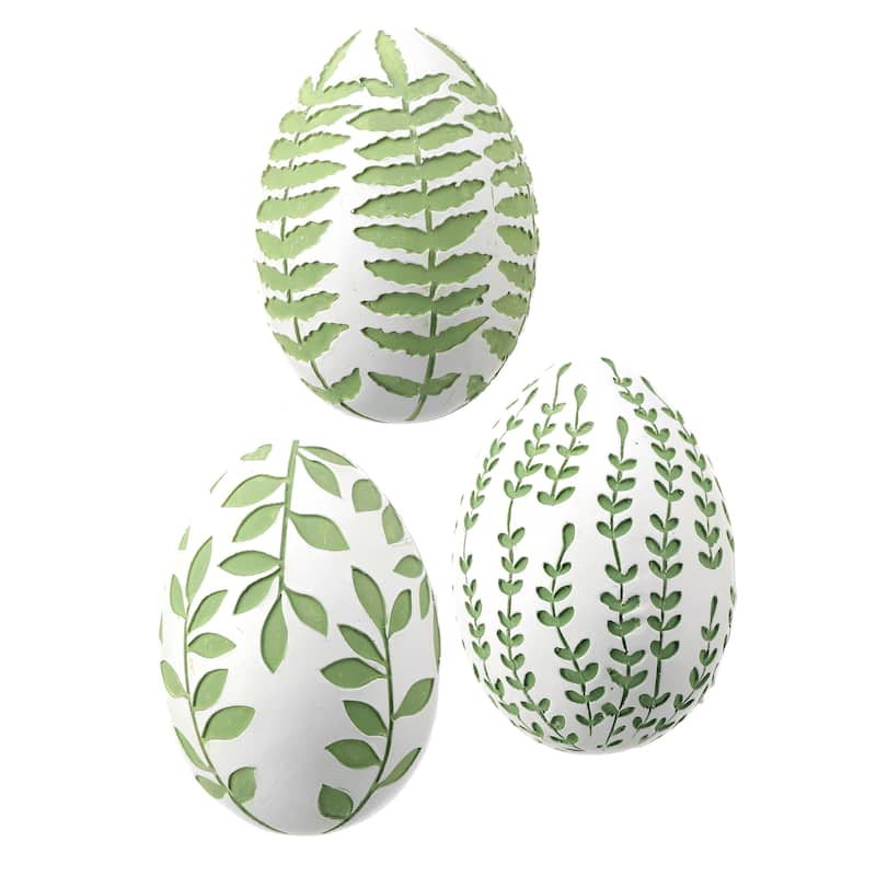 Resin Leaf Relief Egg 3.5" Set of 3