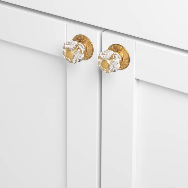 GlideRite 1.25-inch Clear Acrylic Cabinet Knob Satin Gold (Pack of 10)