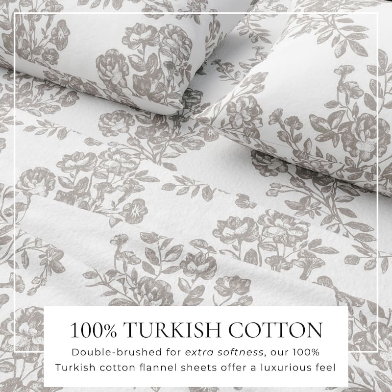 Linery & Co. Turkish Cotton Double-Brushed Printed Flannel Bed Sheet Set