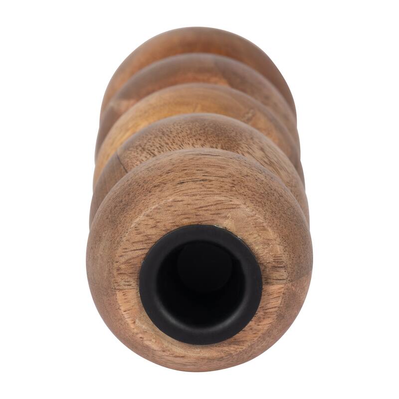 Sagebrook Home Wood, Ribbed Votive Holder, Natural, Cylinder, Ribbed