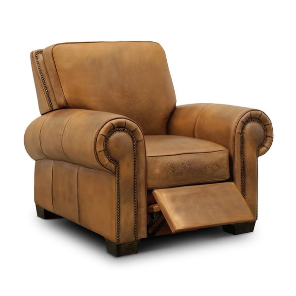 Valencia 100 Top Grain Hand Antiqued Leather Traditional Push Back Recliner Overstock 31772615