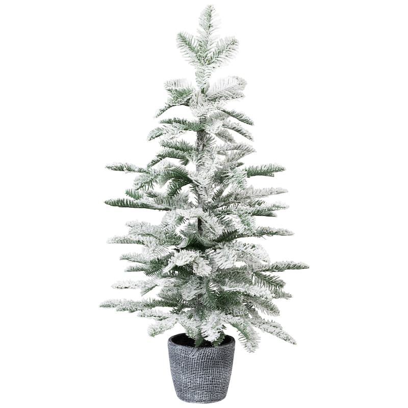 Flocked Pine Potted Artificial Christmas Tree - 28" - Unlit
