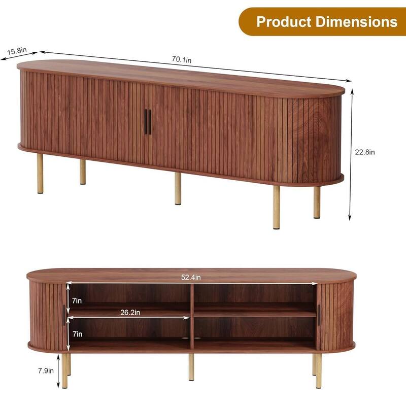 70.1" TV Stand Media Console Table for Living Room, Bedroom TVs Up to 80 Inches - N/A