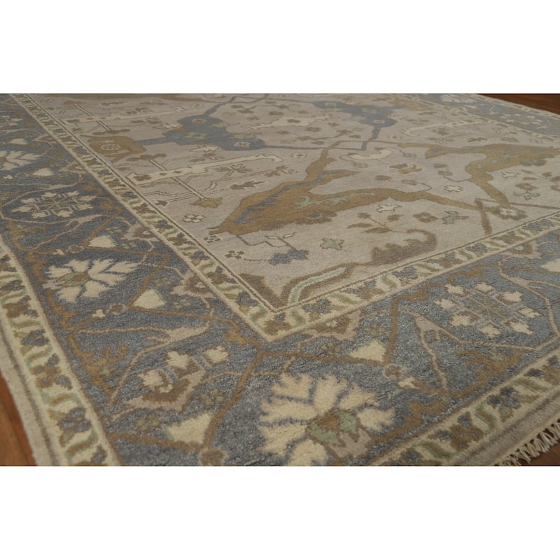 Oushak Indian Rug Hand-Knotted Wool Carpet - 8'1" x 9'10" - 8'1" x 9'10" - Grey