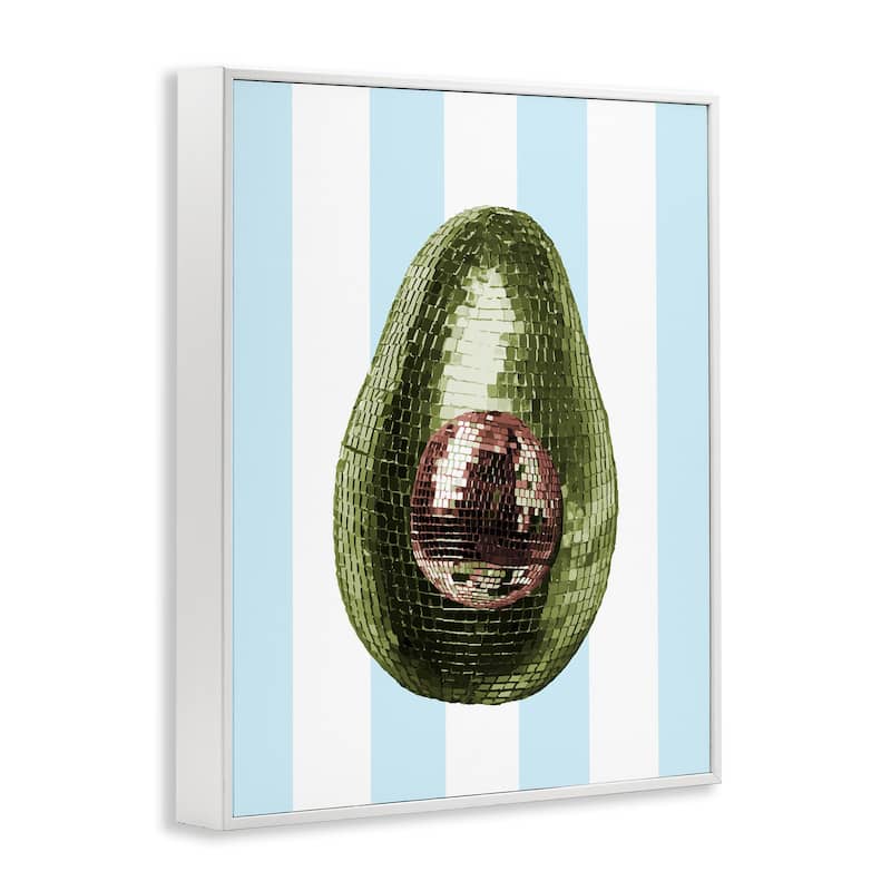 Stupell Disco Avocado on Blue Framed Giclee Art Design By Lil' Rue