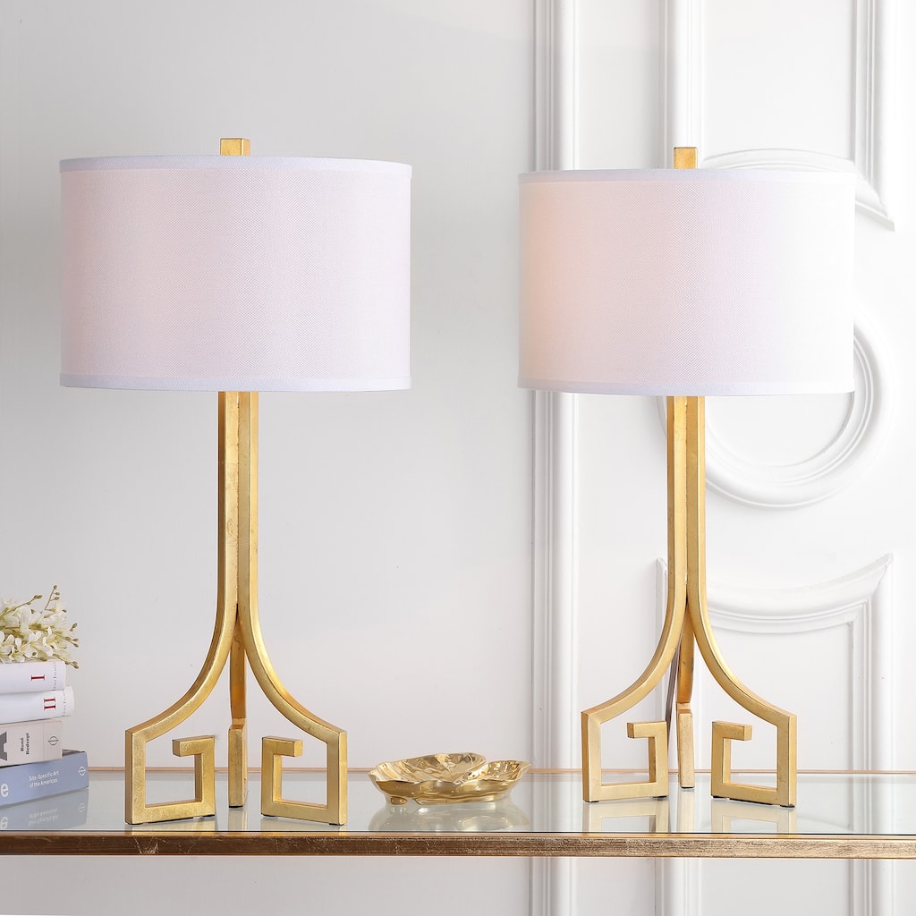 SAFAVIEH Lighting Goffreda 27-inch Hardback Gold Table Lamp (Set of 2) - 14"x14"x27.5" - 14Wx14Dx28H