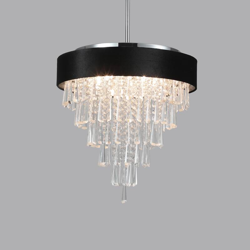 Round Crystal Chandelier for Living Room, Decorative Ceiling Lighting Fixture, Stylish Hanging Chandelier Lighting