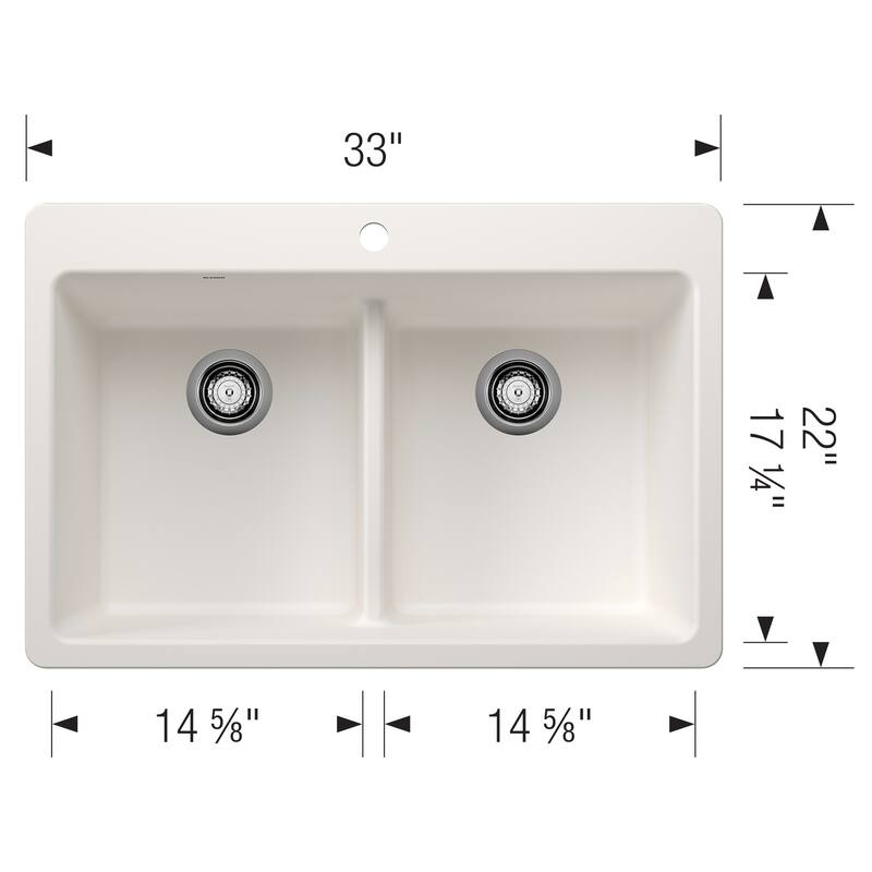 Blanco 443205 Liven 33" Drop-In/Undermount 50/50 Double Basin