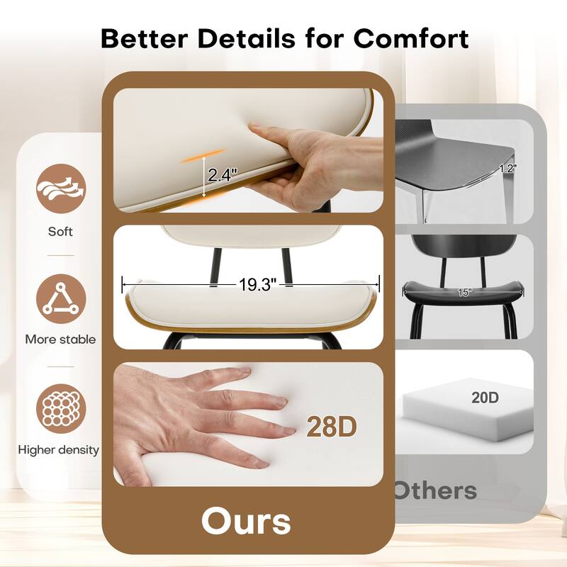 Faux Leather Upholstered Dining Chairs Set of 2/4 - 33.5"H x 19.3"W x 23"D