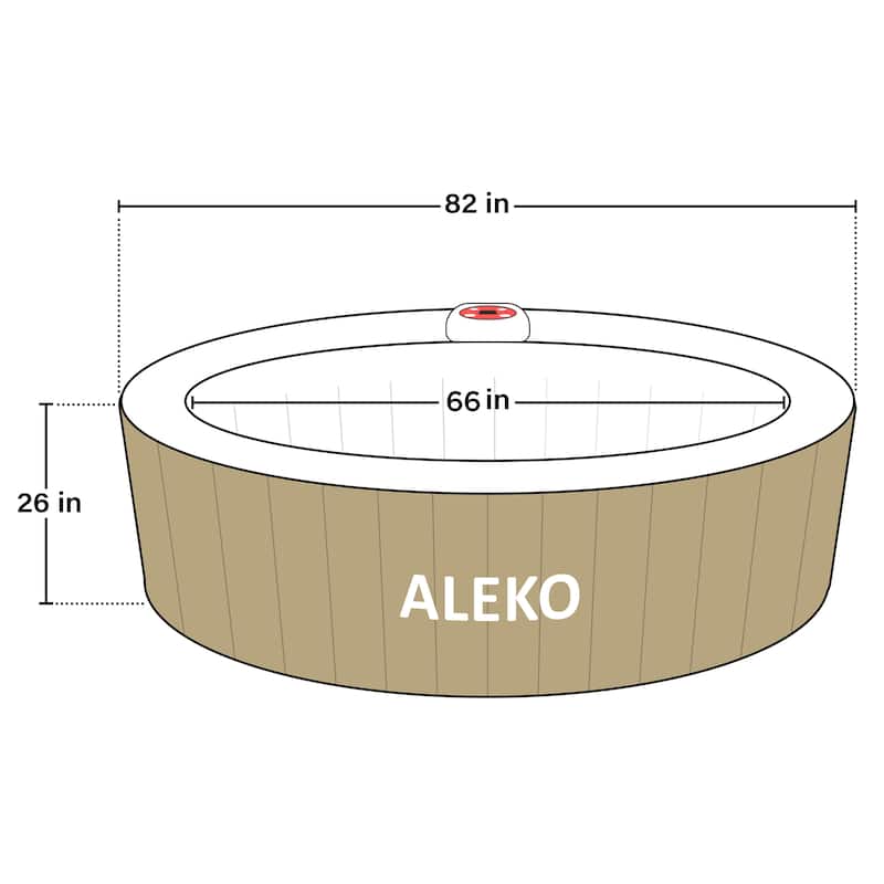 ALEKO Round Inflatable Hot Tub With Cover 6 Person Brown and White