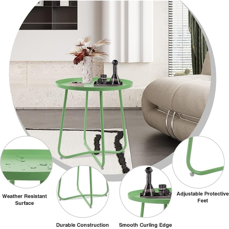 Outdoor Indoor End Table MetalW aterproof Round Side Table