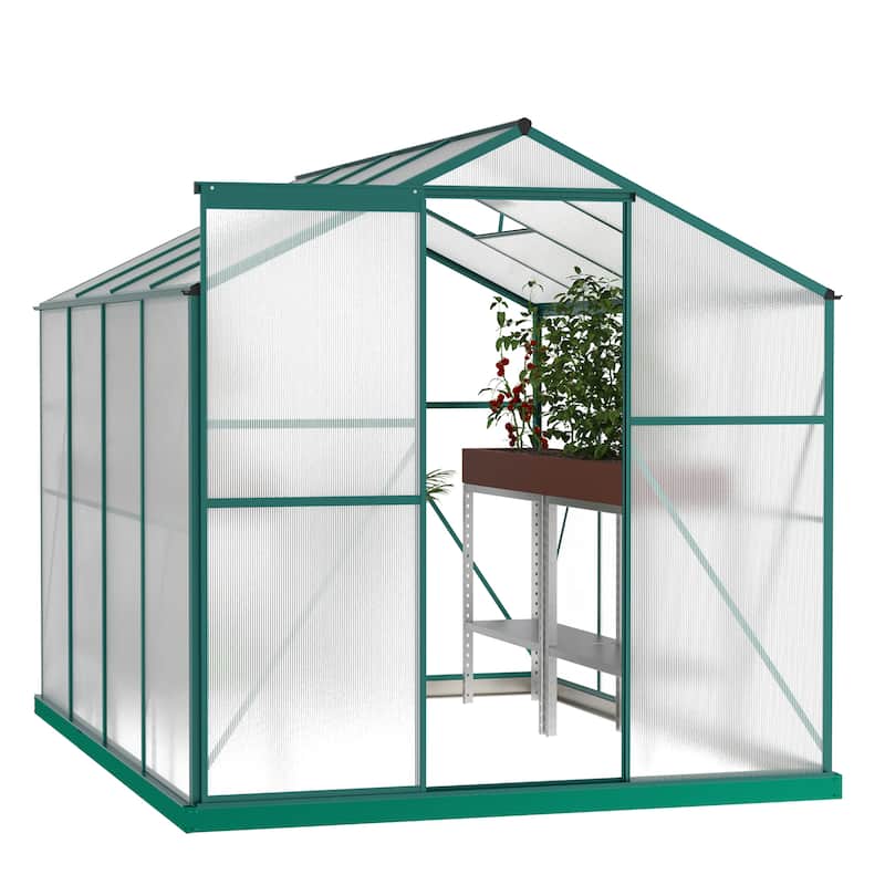 Polycarbonate Greenhouse,6'x 8' Heavy Duty Walk-in