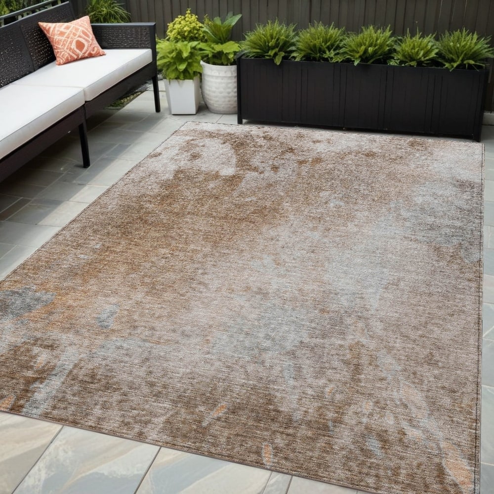 Alri Contemporary Abstract Weather Resistant Blended Style Outdoor Rug