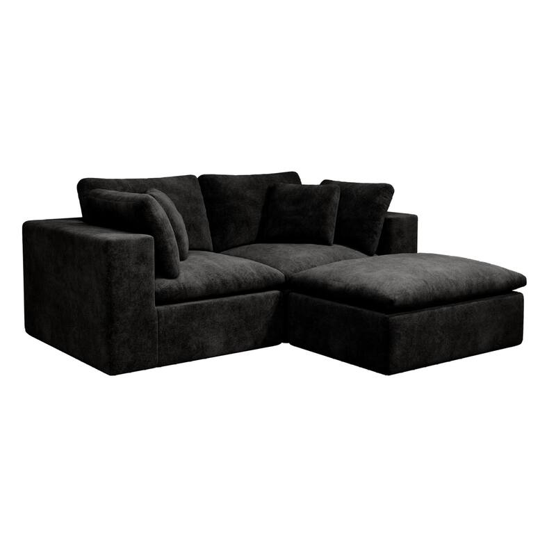 Roomfitters 78.8" Modular Sectional Sofa, 3-Piece Compressed Cloud Couch, No Assembly Required, Plush Corduroy, Black