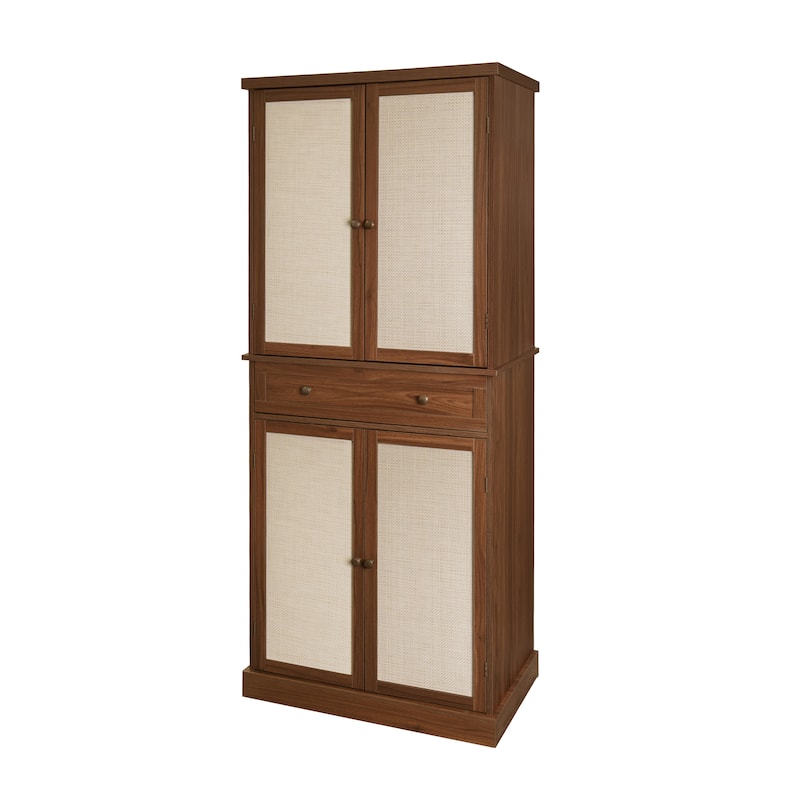 4 Door Cabinet with 1 Drawer, with 4 Adjustable Inner Shelves, Storage Cabinet