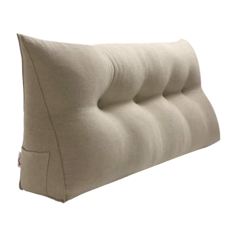 WOWMAX Bed Rest Wedge Reading Pillow Headboard Back Support Cushion - Full - Cotton Linen