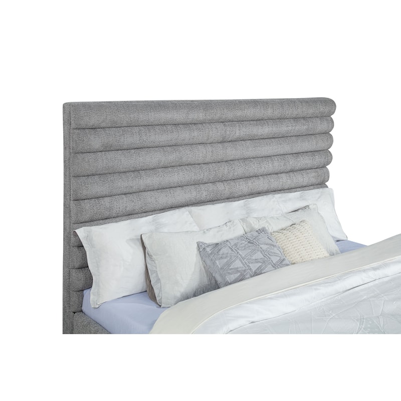 Patricia Boucle Upholstered Bed Grey