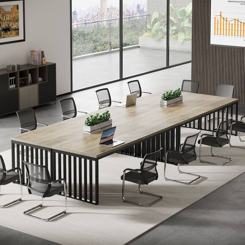 Small Conference Room Table for 4, Industiral Long Meeting Table - 2-pieces - 4PCS-Silver
