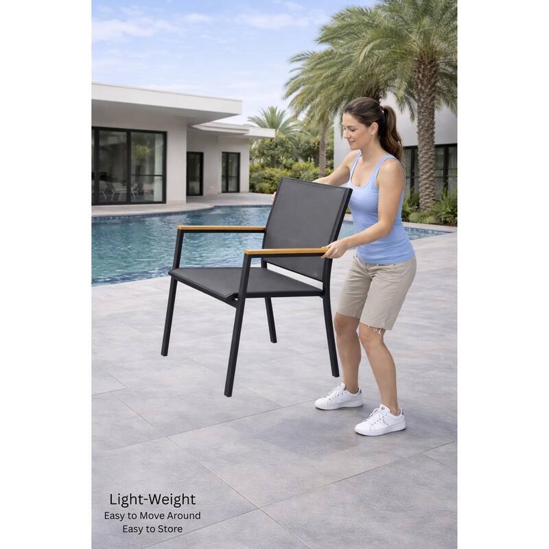 Quay Dark Grey 9-Piece Aluminum Outdoor Dining Set with Tribeca with Ceramic Glass Table Top - N/A