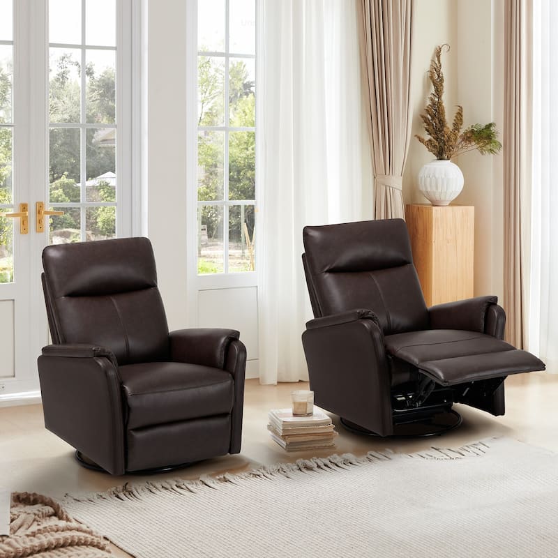 Fabric Recliner Sofa Chair - Swivel Rocking with XL Footrest - Single Seat for Living Room