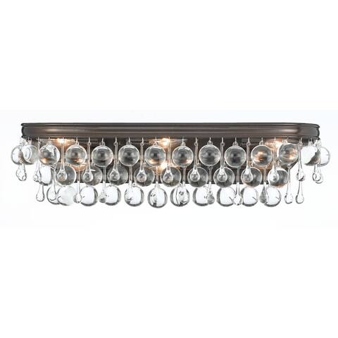 Calypso 6 Light Crystal Teardrop Vibrant Bronze Bathroom Vanity - 23"W x 6"H x 6"D