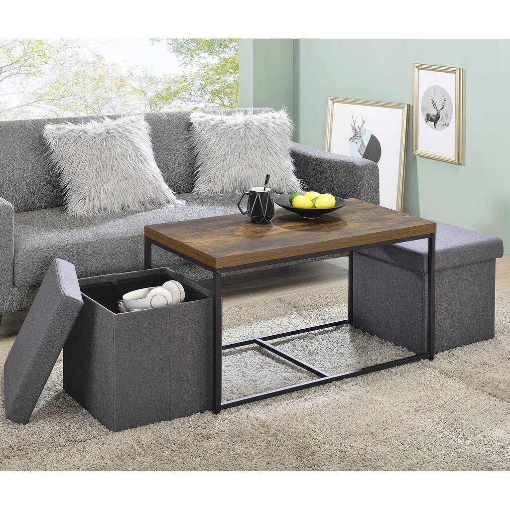 Wood Grain 3 Piece Coffee Table Set
