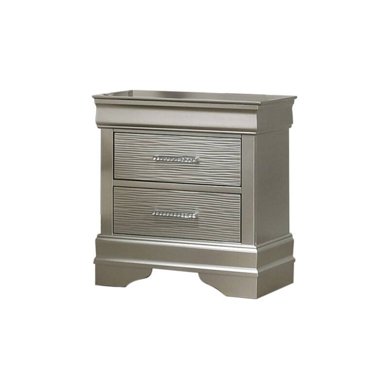 Modern Style 2-Drawer Nightstand made with Wood in Silver