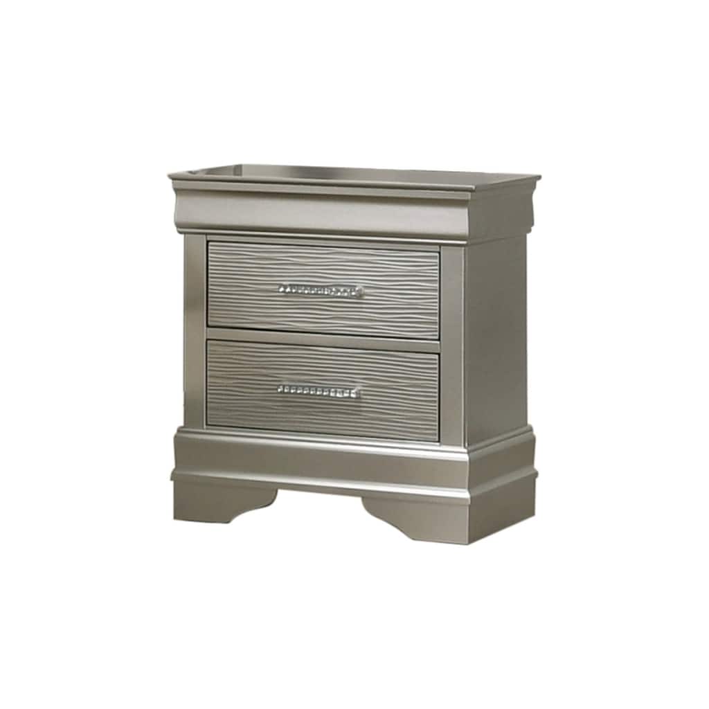 Modern Style 2-Drawer Nightstand made with Wood in Silver