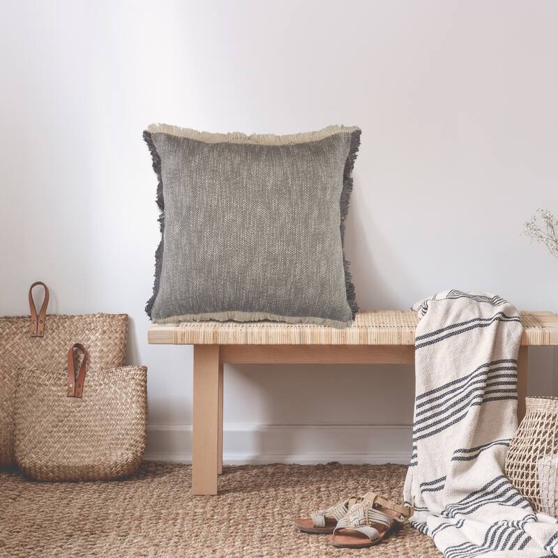 Sevita Two-Tone Cotton Fringe Throw Pillow
