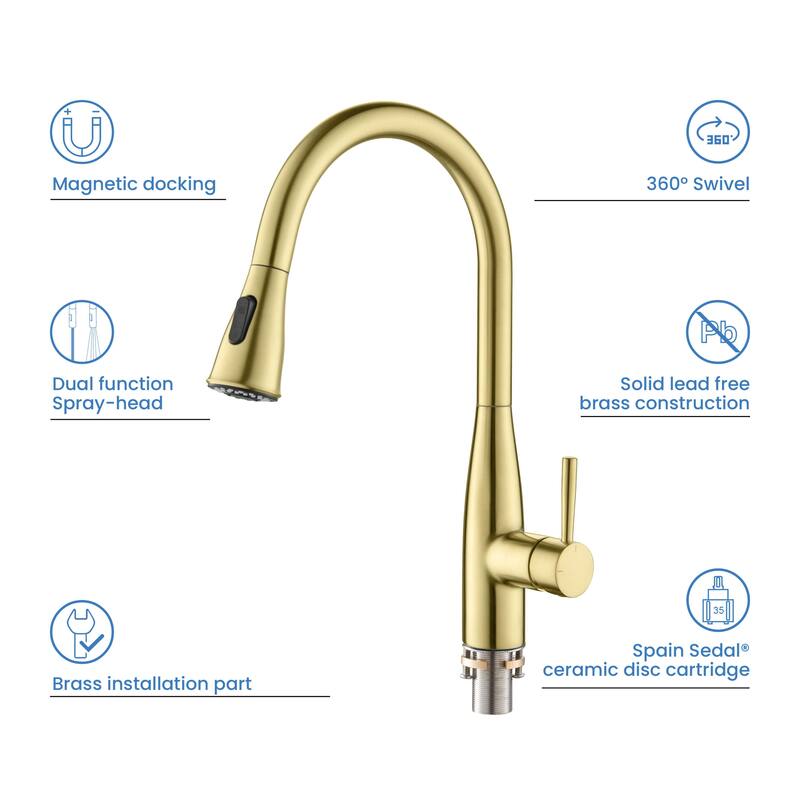 Bari-T Single Handle Pull Down Kitchen Sink Faucet