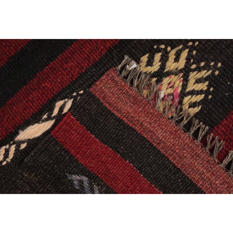 Hand Woven Oriental 100% Wool Carpet Southwestern Tribal Red Kilim Area Rug - 9' 9'' X 5' 11''