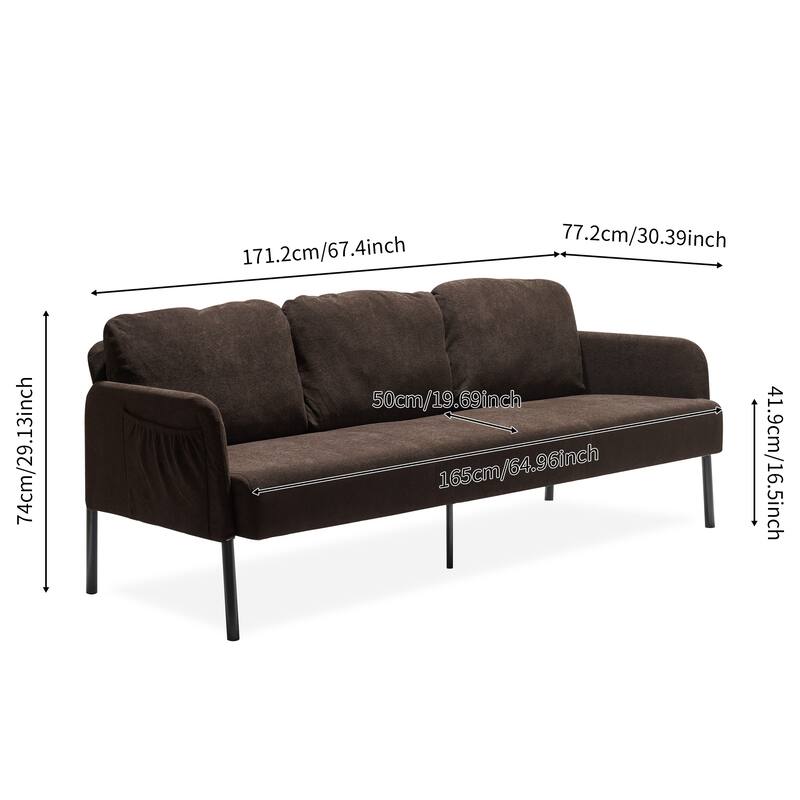 3 Seater Polyester Fabric Sofa, Modern Upholstered Sofa, Comfy Small Couches for Small Space Living Room, Bedroom, Office